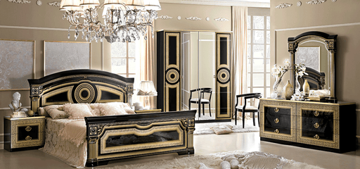 Aida Bedroom Black W/Gold, Camelgroup Italy Set - Gate Furniture