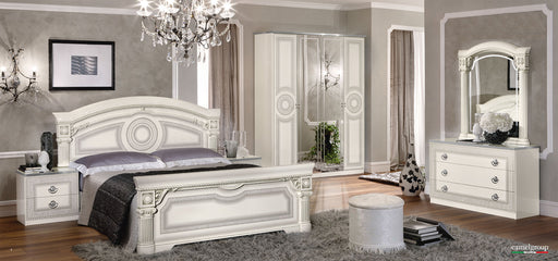 Aida Bedroom, White W/Silver, Camelgroup Italy Set - Gate Furniture
