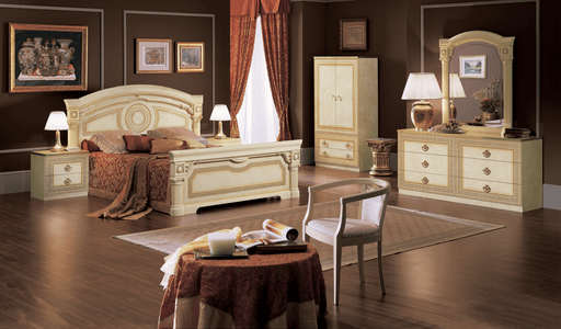 Aida Ivory Bedroom W/Gold, Camelgroup Italy Set - Gate Furniture