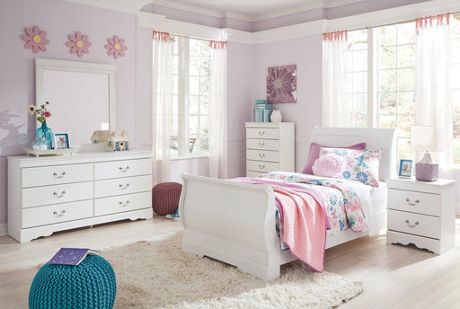 Anarasia White Youth Sleigh Bedroom Set - Gate Furniture