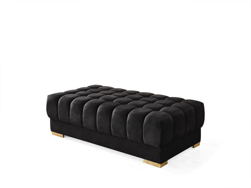 Ariana Black Velvet Rectangle Ottoman - In Stock Furniture