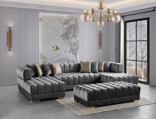 Ariana Gray Velvet Double Chaise Sectional - Gate Furniture
