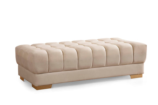 Ariana Ivory Velvet Rectangle Ottoman - In Stock Furniture