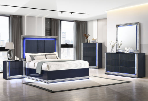 Avon/Aspen Navy Blue Queen Bed Group With Led - AVON/ASPEN-NAVY BLUE-QBG - Gate Furniture