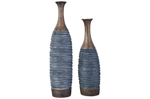 BLAYZE Antique Gray/Brown Vase (Set of 2) - A2000388 - Gate Furniture
