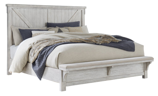 Brashland White Queen Bench Panel Bed - Gate Furniture