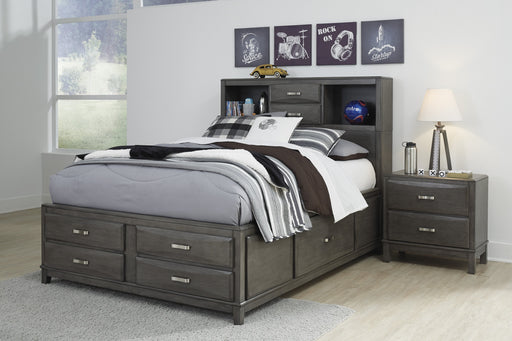 Caitbrook Gray Full Bookcase Storage Bed - Gate Furniture
