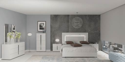 Carrara White Bedroom W/Light Set - Gate Furniture