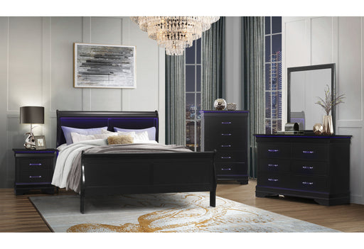 Charlie Black Queen Bed Group With Led - CHARLIE-BLACK-QBG - Gate Furniture