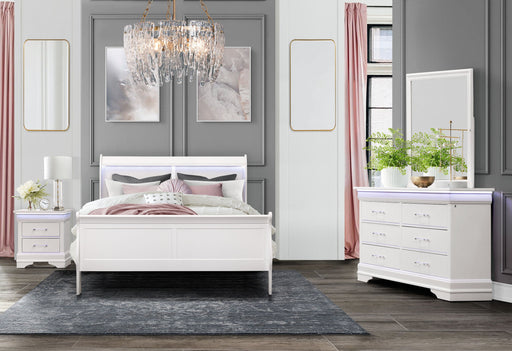 Charlie White Queen Bed Group With Led - CHARLIE-WHITE-QBG - Gate Furniture