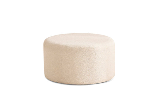 Cloe Ivory Boucle Round Ottoman - In Stock Furniture