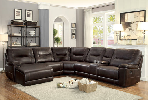 Columbus Brown Reclining LAF Chaise Sectional - 8490*6LCRR - Gate Furniture