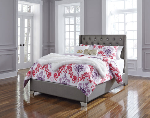 Coralayne Gray Upholstered Full Panel Bed - Gate Furniture