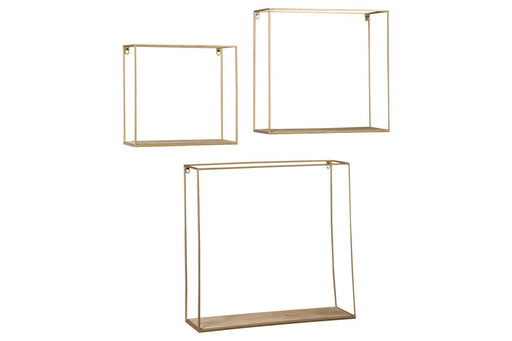 Efharis Natural/Gold Finish Wall Shelf (Set of 3) - A8010107 - Gate Furniture