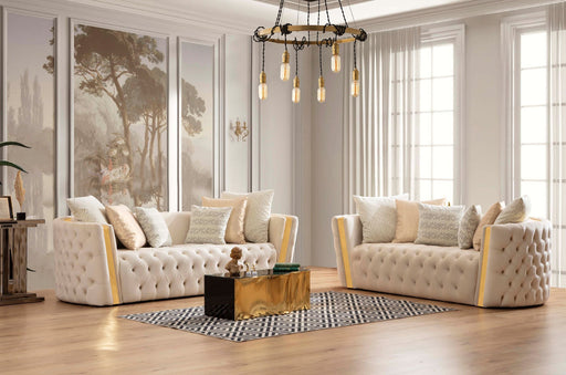 Fanci Ivory Velvet Sofa & Loveseat - Gate Furniture