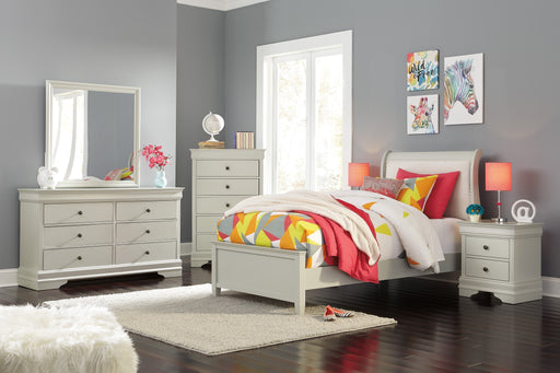 Jorstad Gray Upholstered Sleigh Youth Bedroom Set - Gate Furniture