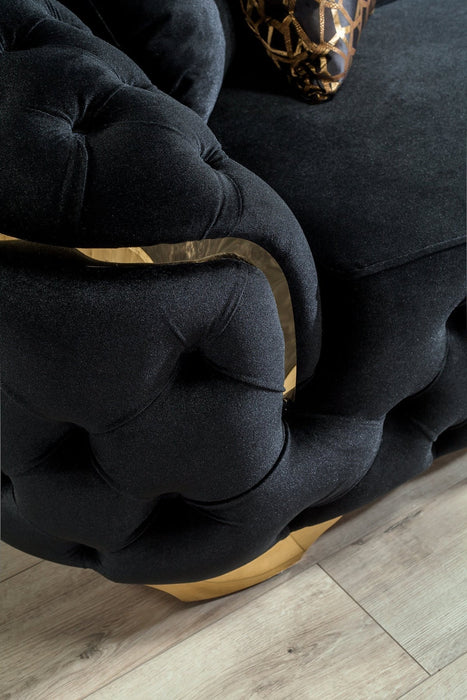 Lupino Black Velvet Sofa & Loveseat - LUPINOBLACK-SL - Gate Furniture