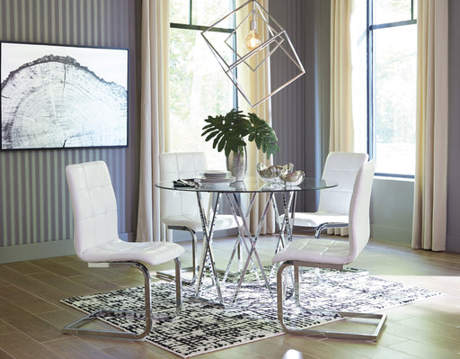 Madanere White-Chrome 5-Piece Dining Room Set - Gate Furniture