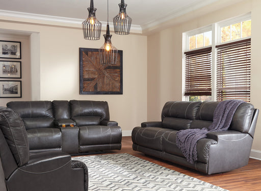 McCaskill Gray Leather Recliner Living Room Set - Gate Furniture