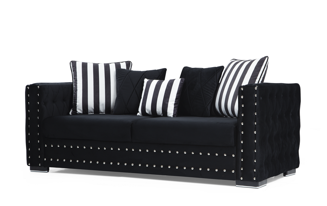 Mosby Black Velvet Sofa & Loveseat - MOSBYBLACK-SL - Gate Furniture