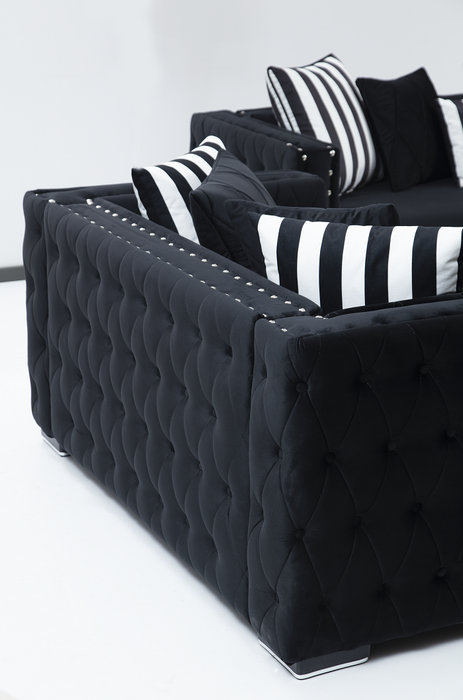 Mosby Black Velvet Sofa & Loveseat - MOSBYBLACK-SL - Gate Furniture