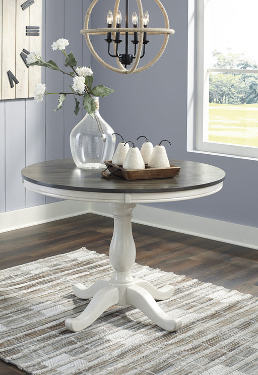 Nelling White/Dark Brown Round Dining Table - Gate Furniture