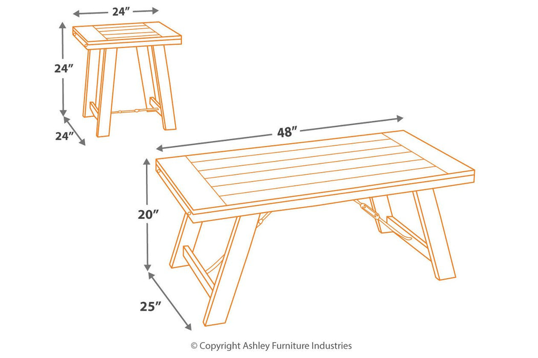 Noorbrook Black/Pewter Table (Set of 3) - T351-13 - Gate Furniture