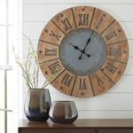 Payson Antique Gray/Natural Wall Clock - A8010076 - Gate Furniture