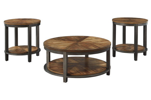 Roybeck Light Brown/Bronze Table (Set of 3) - T411-13 - Gate Furniture