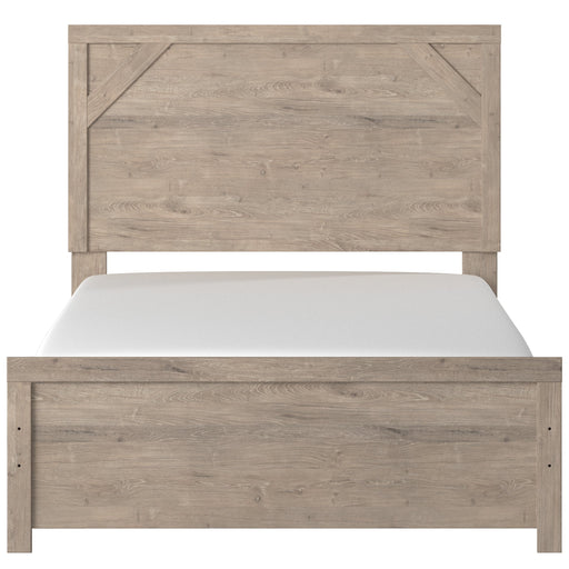 Senniberg Light Brown-White Full Panel Bed - Gate Furniture