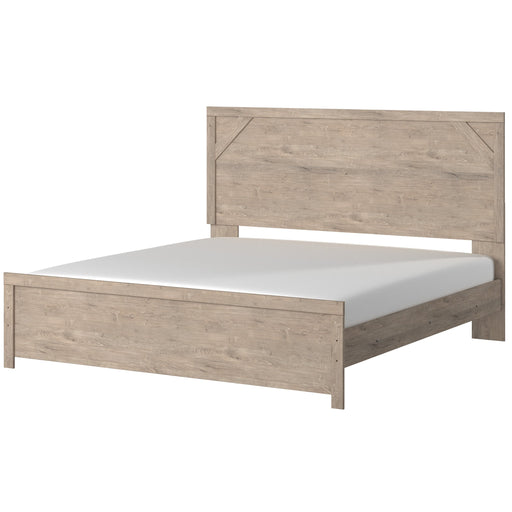 Senniberg Light Brown-White King Panel Bed - Gate Furniture