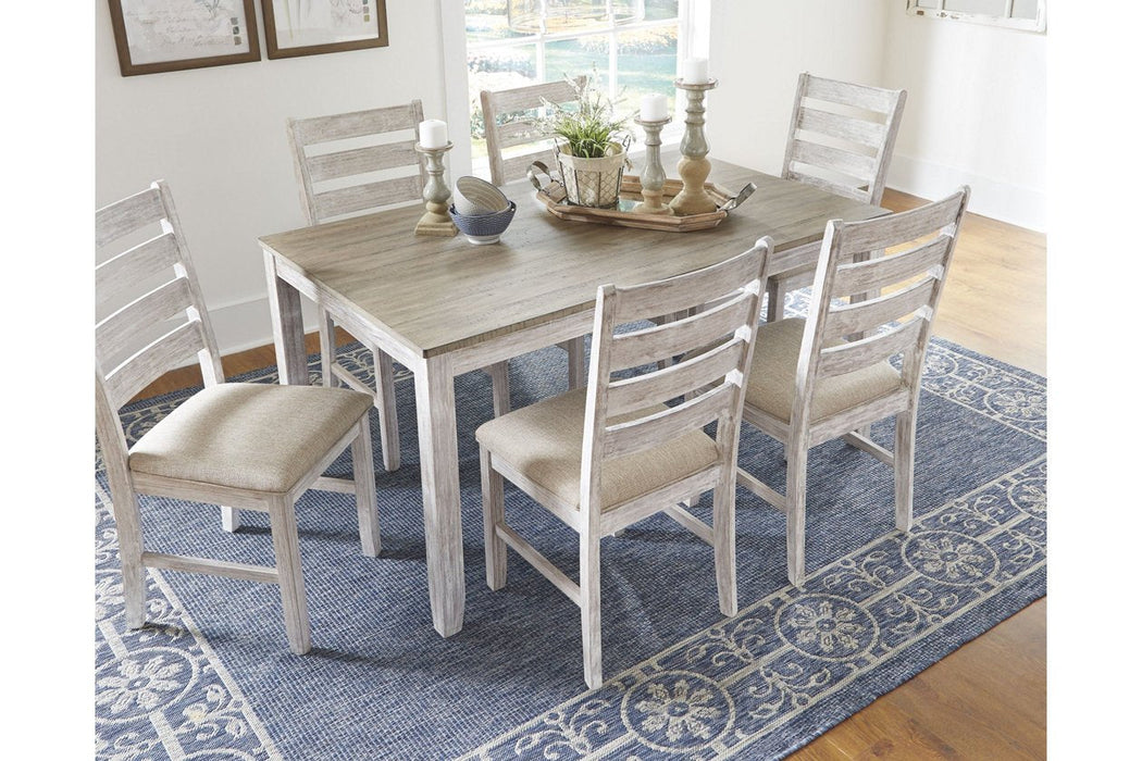 Skempton White/Light Brown Dining Table and Chairs (Set of 7) - D394-425 - Gate Furniture