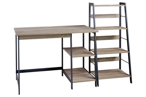 Soho Light Brown/Gunmetal Home Office Desk and Shelf - Z1411838 - Gate Furniture