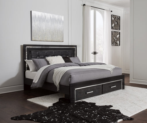 [SPECIAL] Kaydell Black LED King Footboard Storage Platform Bed - Gate Furniture