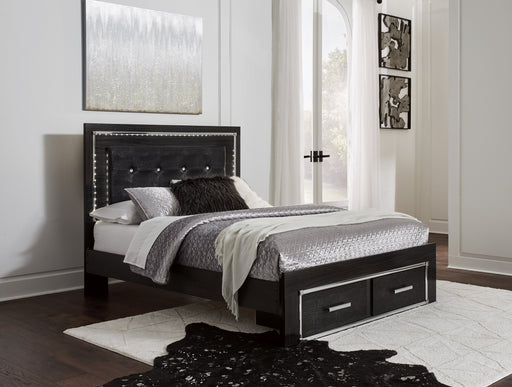 [SPECIAL] Kaydell Black LED Queen Footboard Storage Platform Bed - Gate Furniture