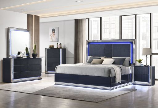 Avon/Aspen Navy Blue King Bed Group And Vanity Set With Led - AVON/ASPEN-NAVY BLUE-KBG W/VANITY SET - Gate Furniture