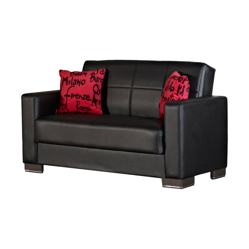 Vermont 63 in. Convertible Sleeper Loveseat in Black with Storage - LS-VERMONT-PU - In Stock Furniture