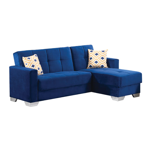 Vermont 84 in. W 2-Piece Soft Touch Microfiber Upholstery Reversible Sectional Sofa with Chaise in Blue - SEC-VERMONT-BLUE - Gate Furniture