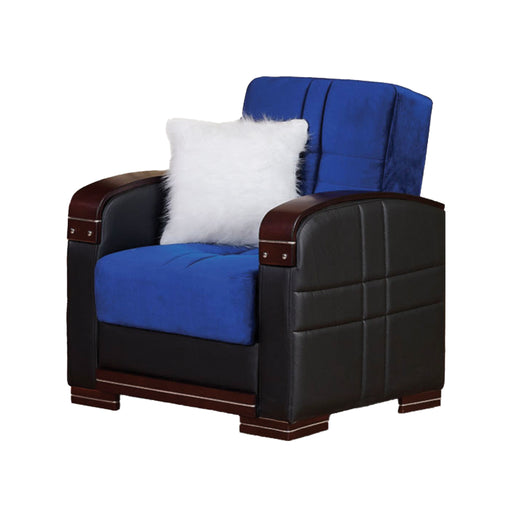Virginia 35 in. Convertible Sleeper Chair in Blue with Storage - CH-VIRGINIA-BLUE - In Stock Furniture