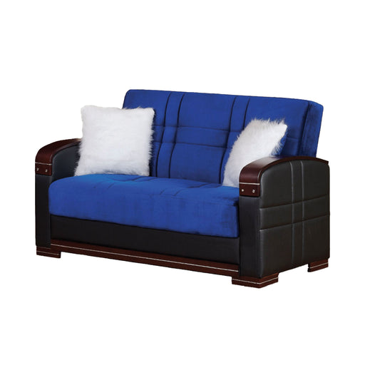 Virginia  in. Convertible Sleeper Loveseat in Blue with Storage - LS-VIRGINIA-BLUE - In Stock Furniture