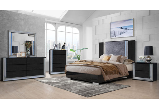 Ylime Wavy Black Queen Bed Group - YLIME-WAVY BLACK-QBG - Gate Furniture