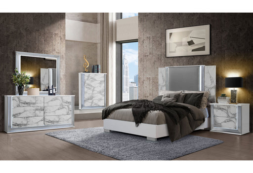 Ylime White Marble Queen Bed Group - YLIME-WHITE MARBLE-QBG - Gate Furniture